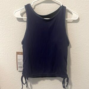Navy blue crop top with built in bra